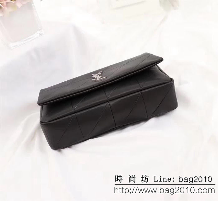 YSL聖羅蘭 新款 黑色原版皮拼接 鏈條單肩斜挎包 26826 YAS1194